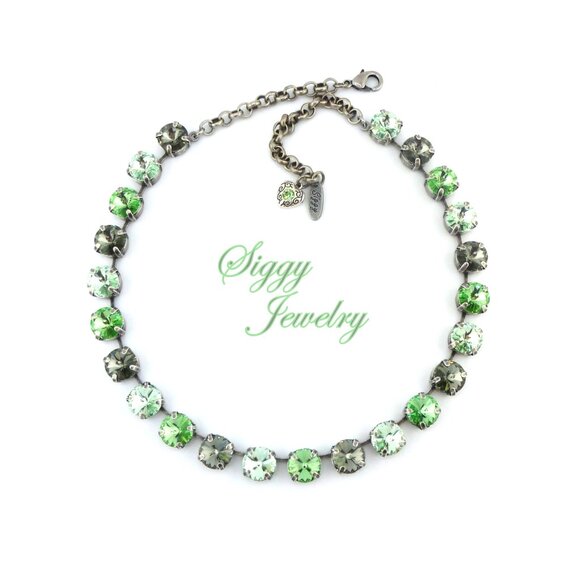 AMAZON FOREST Tennis Necklace Made with Genuine Austrian Crystal - Picture 1 of 6